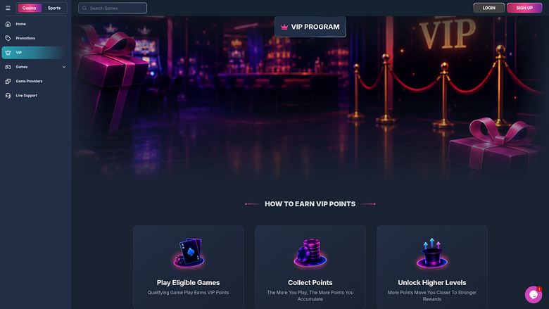 Magicianbet Casino Desktop VIP Program