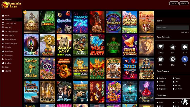 Mandarin Palace Casino Desktop Games