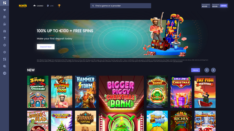 Mango Casino Desktop Homepage
