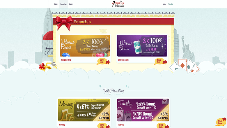 Manhattan Slots Casino Desktop Promotions
