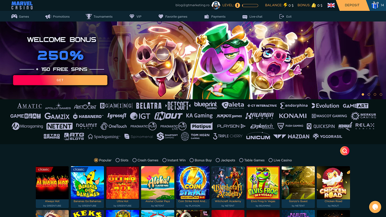 Marvel Casino Desktop Homepage