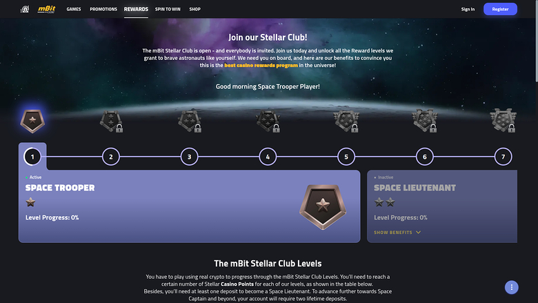mBit Casino Desktop VIP Program
