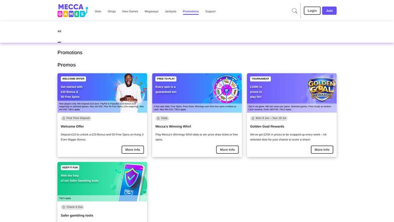 Mecca Games Casino promotions page