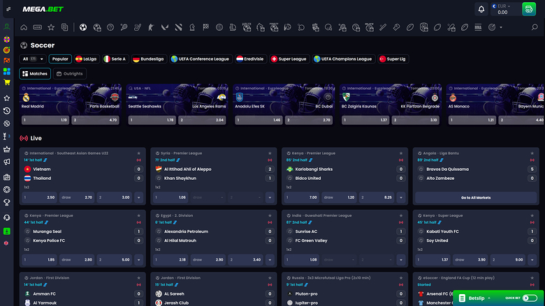 Mega.Bet Casino desktop Sports