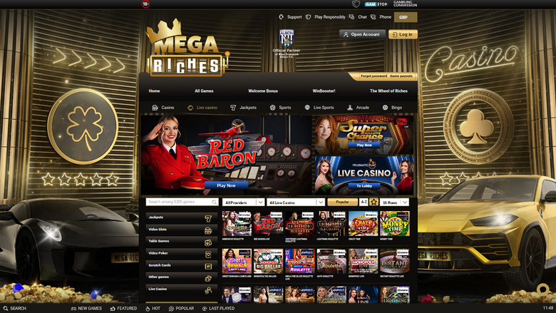 Mega Riches Casino Live Dealer Homepage