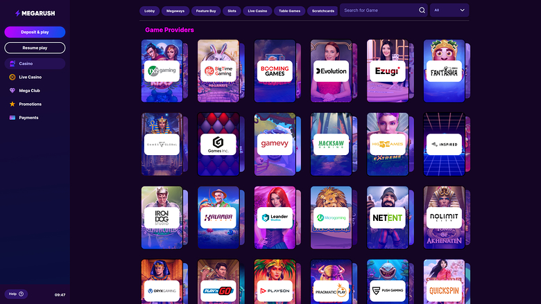 MegaRush Casino Desktop Game Developers