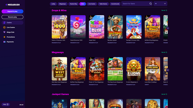 MegaRush Casino Desktop Games