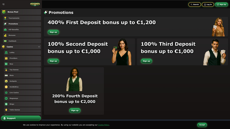 Megawaysvip Casino Desktop Promotions