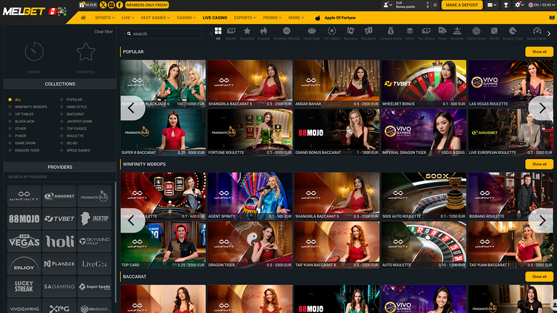 Melbet Casino Desktop live dealer