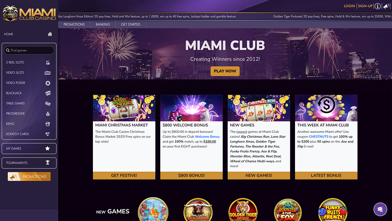 Miami Club Casino Desktop Homepage