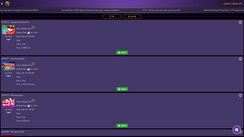 Miami Club Casino Desktop Tournaments