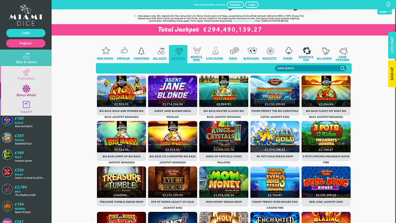 Miami Dice Casino Desktop jackpot