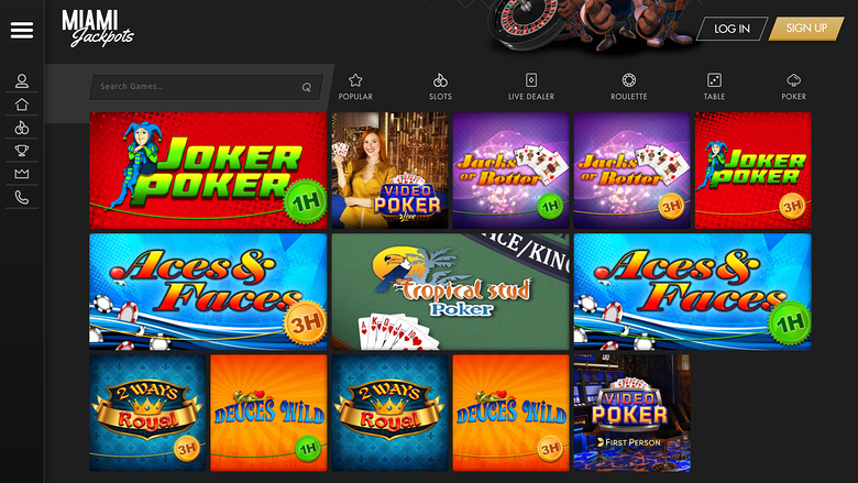 Miami Jackpots Casino Desktop Video Poker