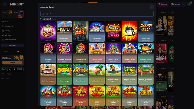 Minebit Casino Desktop Jackpot