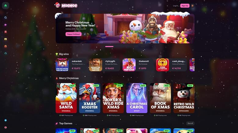 MoeMoe Casino Homepage Desktop