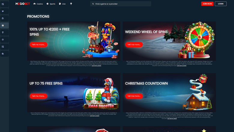 MogoBet Casino Desktop Promotions