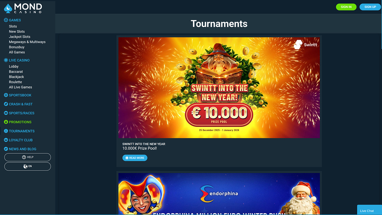 Mond Casino Desktop Tournaments