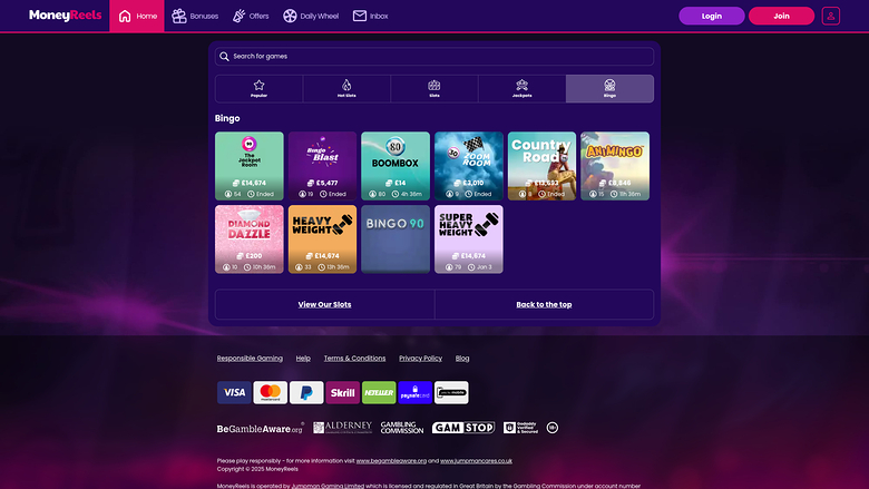 Money Reels Casino Desktop Bingo