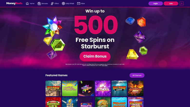 Money Reels Casino Desktop Homepage