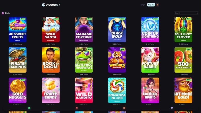 MoonBet Casino games page