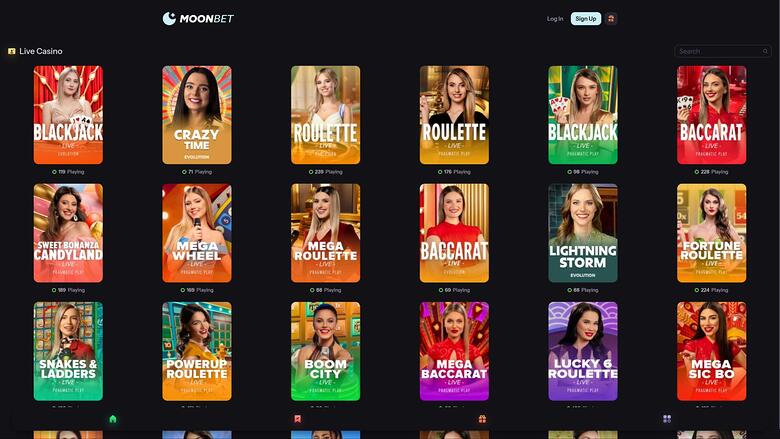 MoonBet Casino live dealer page