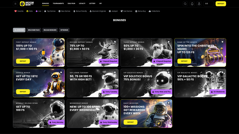 Moonwin Casino Desktop Promotions