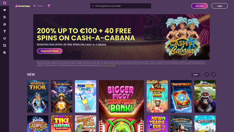 Mr Jack Vegas Casino Desktop Homepage