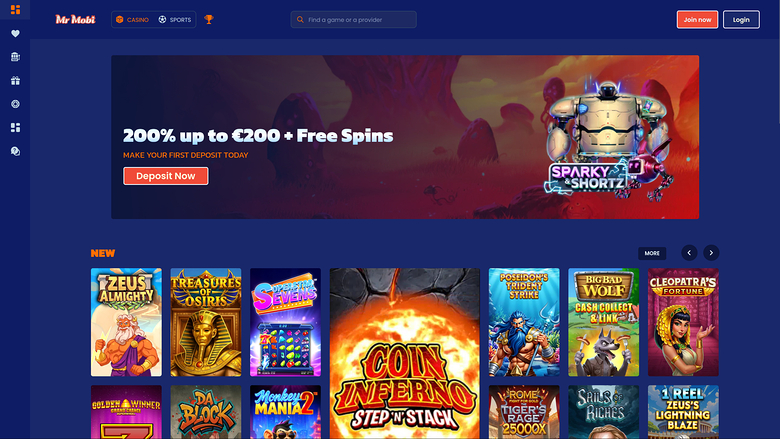 Mr Mobi Casino Desktop Homepage