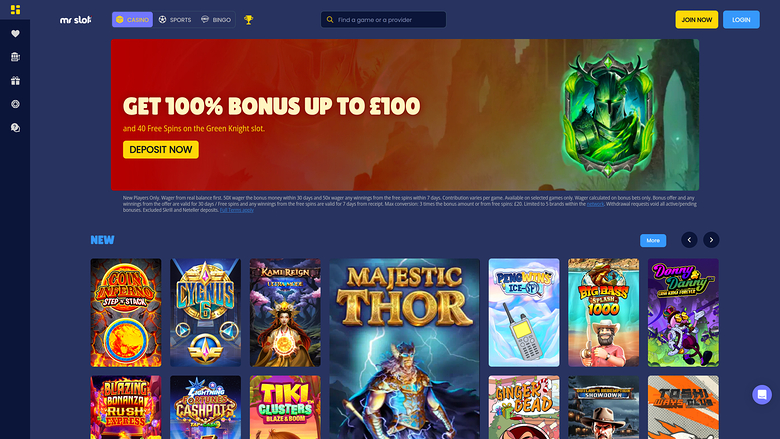 Mr Slot Casino Desktop Homepage