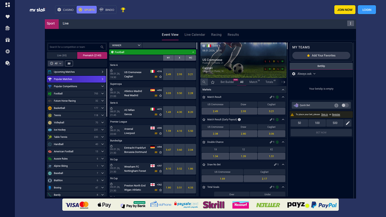 Mr Slot Casino Desktop Sportsbook