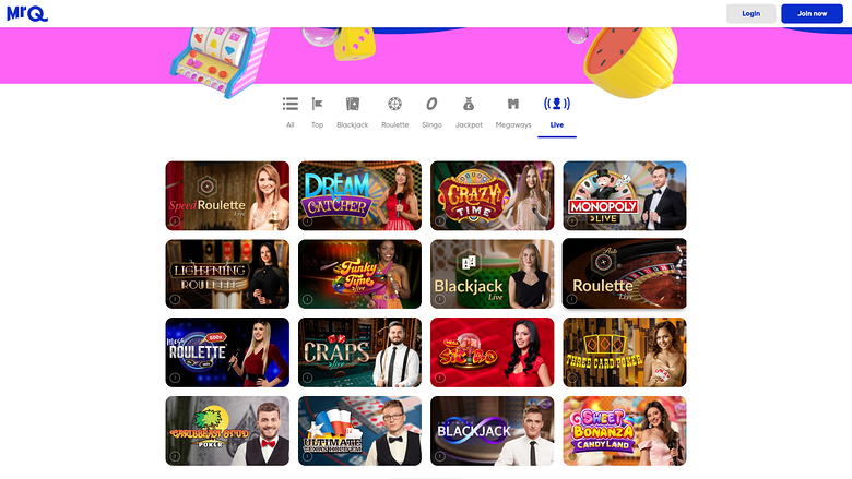 MrQ Casino Desktop Live Dealer