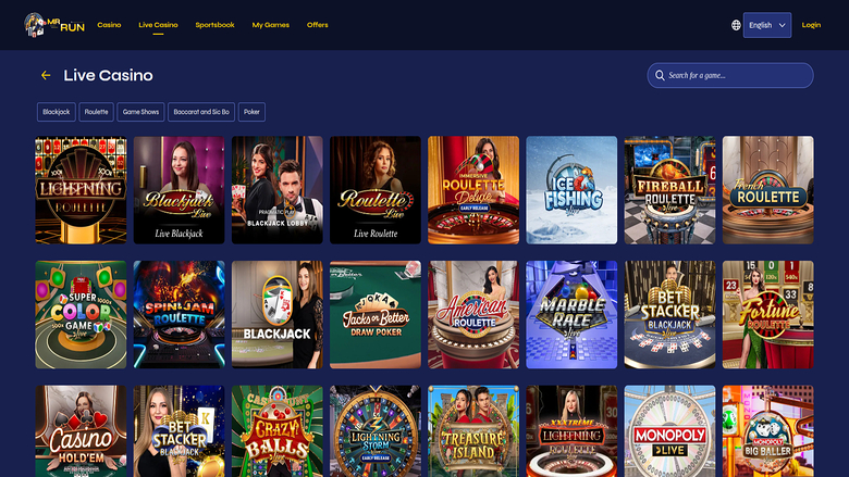 Live Dealers screenshot of MrRun Casino for Desktop