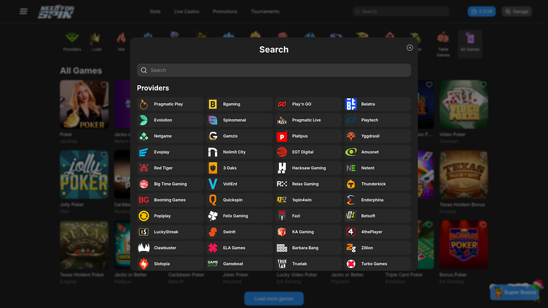 Need for Spin Casino Desktop Game Developers