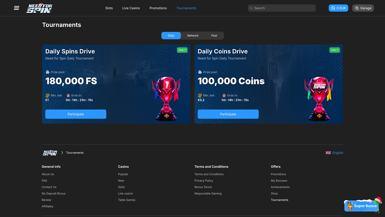 Need for Spin Casino Desktop Tournaments