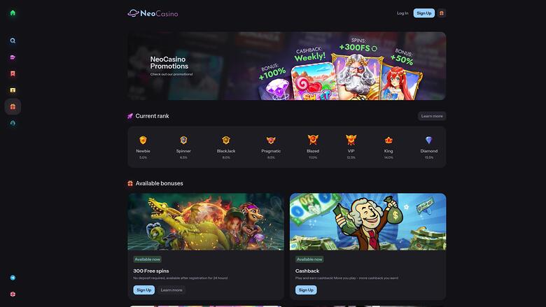 NeoCasino Promotions Desktop