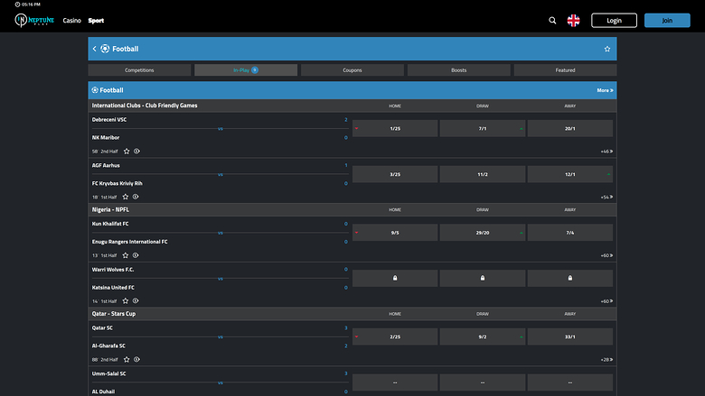 Neptune Play Casino Desktop Live Sports