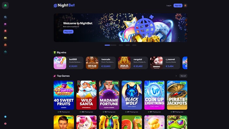 NightBet Casino Homepage Desktop