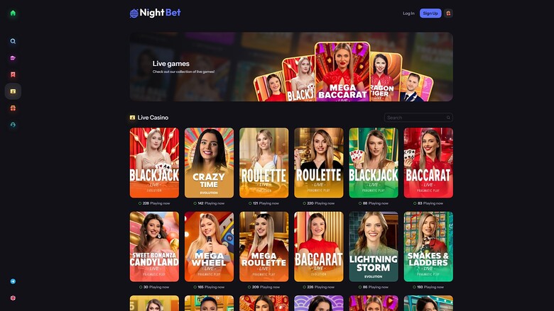 NightBet Casino Live Dealer Desktop