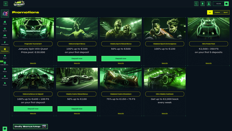Nitrobet Casino Desktop Promotions