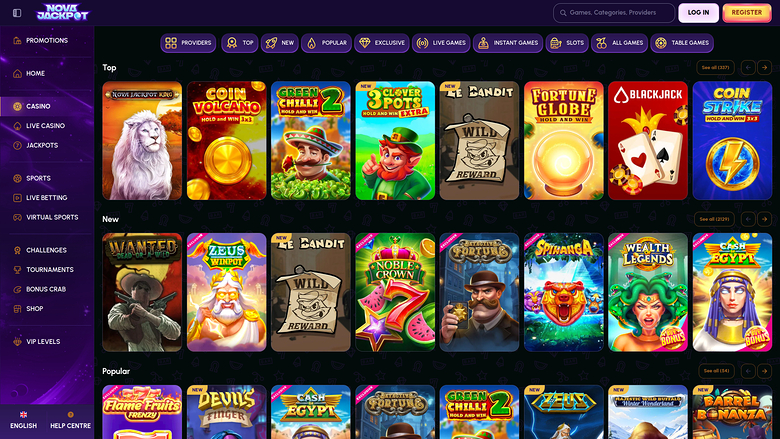 NovaJackpot Casino Desktop Games