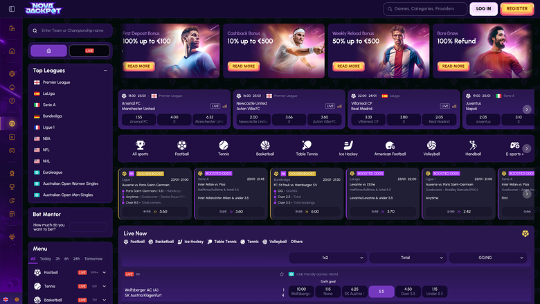 NovaJackpot Casino Desktop Sport Betting