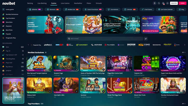 Novibet Casino Desktop Homepage