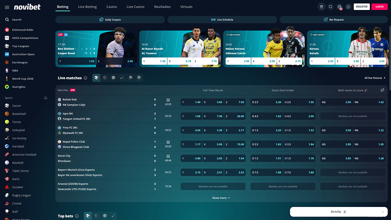 Novibet Casino Desktop Sport Betting