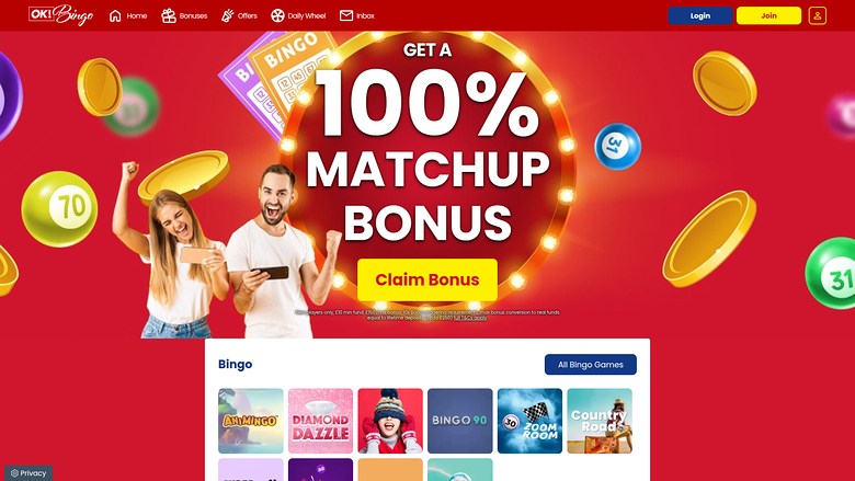 Ok Bingo Casino Desktop Homepage