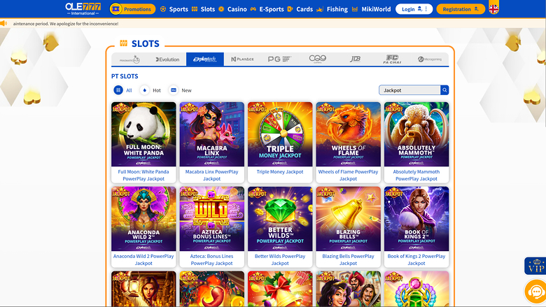 Ole777 Casino Desktop Jackpot