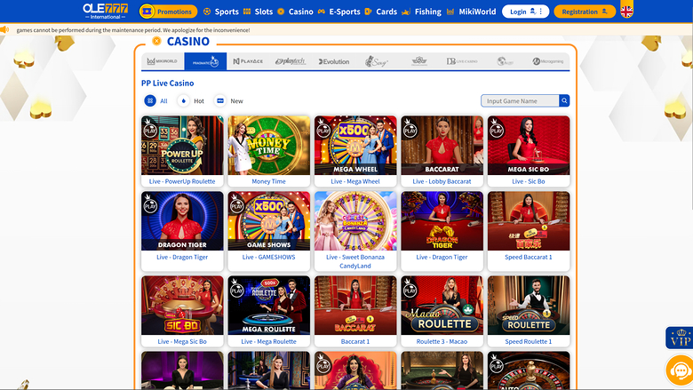 Ole777 Casino Desktop Live Dealer