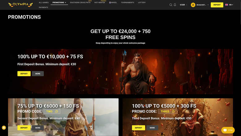 Olympia Casino Desktop Promotions