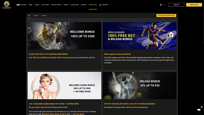 Olympusbet Casino Desktop Promotions
