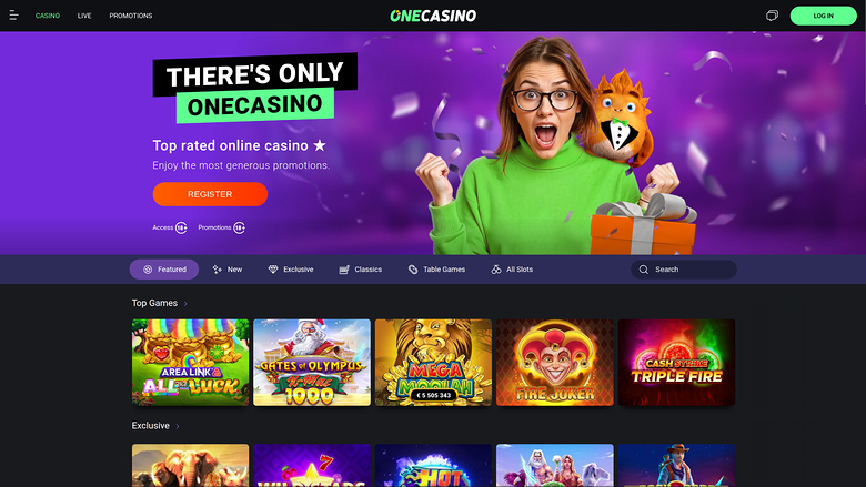 One Casino Desktop Homepage