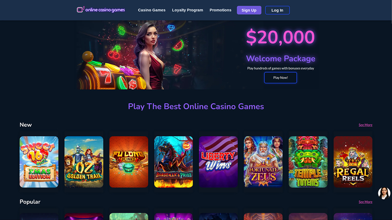 Online Casino Games Desktop Homepage